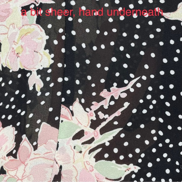 Vintage TESSUTI Floral Print Blouse short sleeve black pastels polka dots 90s - Picture 7 of 15
